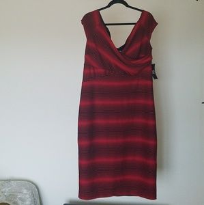 New York & Company Red and Black Midi Dress